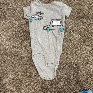 Carter's Gray Baby Onesie with Car Design